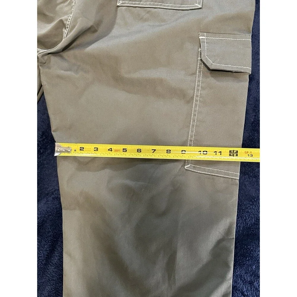 True Religion Cargo Pants Men 38x33 Kalamata Green White Stitch Straight Leg